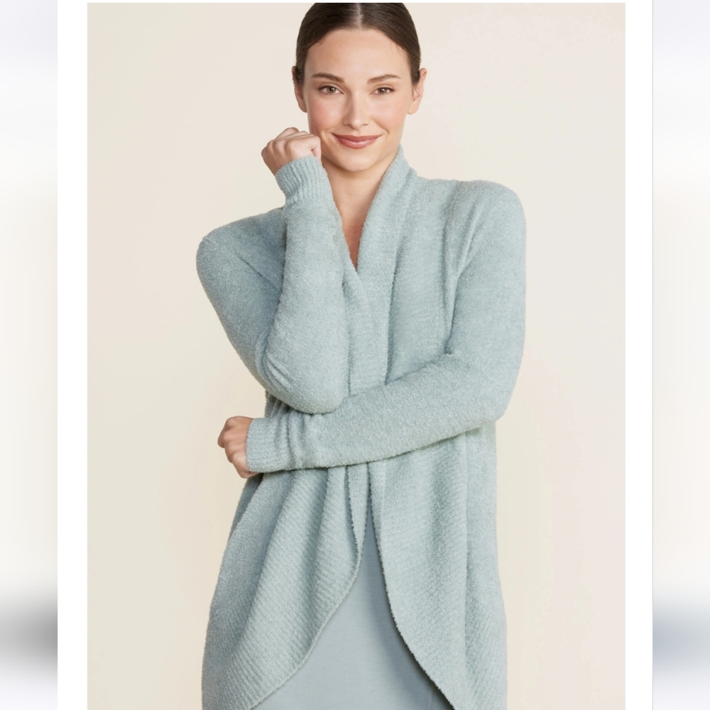 Barefoot Dreams CozyChic Lite Circle Cardi XS/S in Beach Glass (Light Blue)